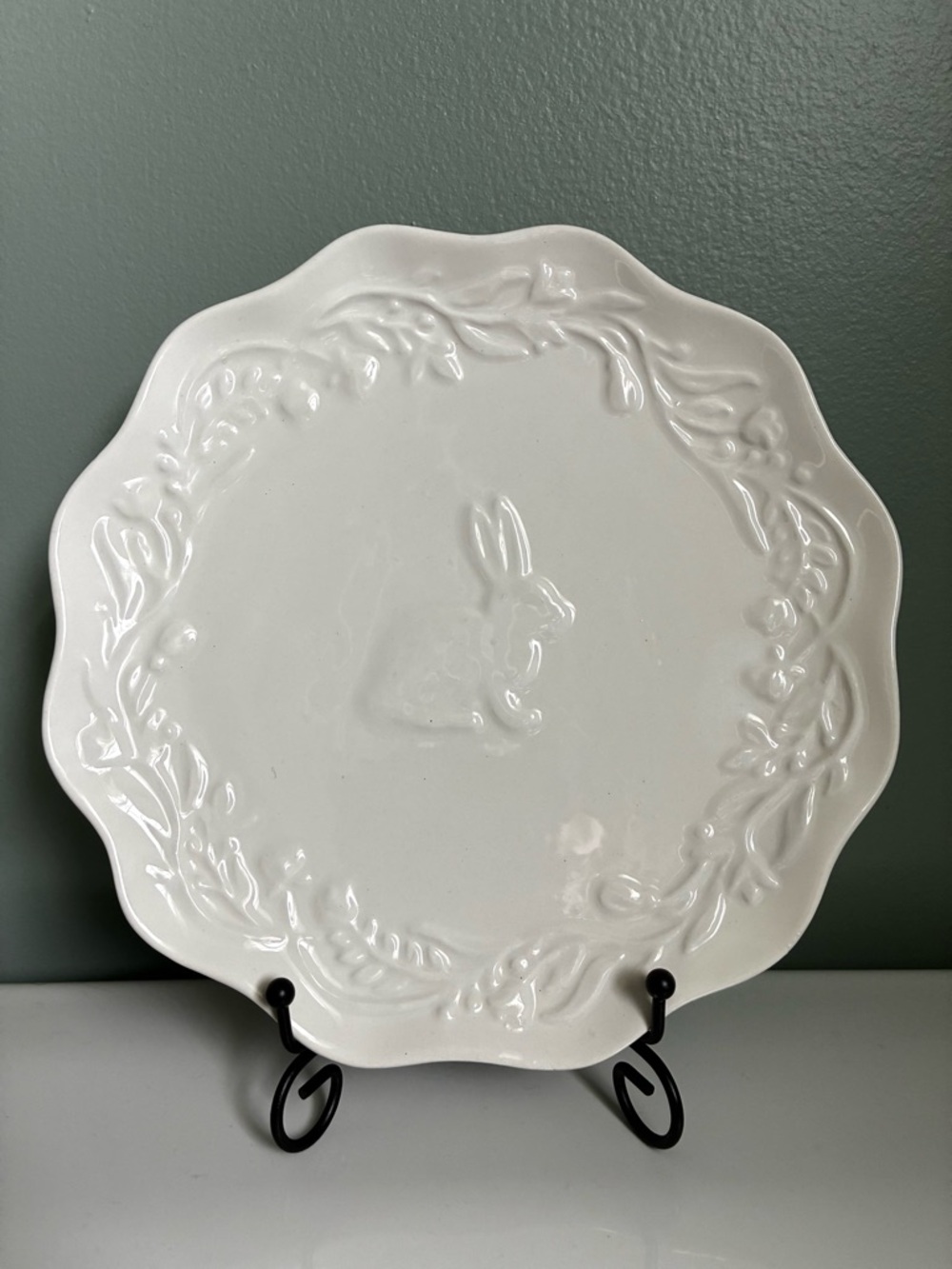 White Ceramic Bunny Accent Salad Plate - Home Dining